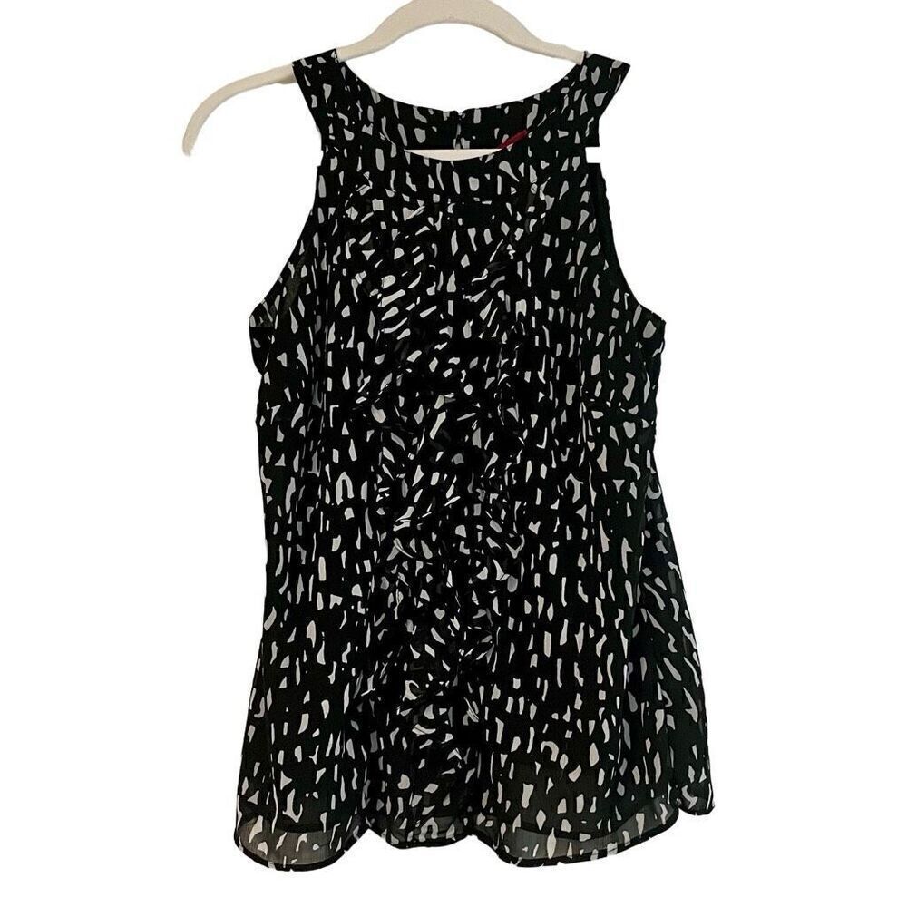 Merona Halter Black White Ruffle Blouse Small